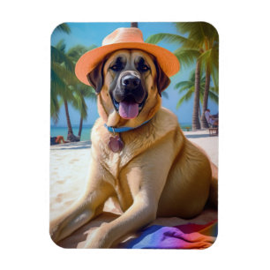 Anatolian Shepherd on Beach, dog lover summer gift Magnet