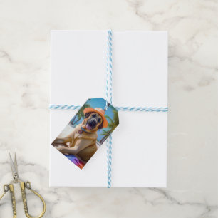 Anatolian Shepherd on Beach, dog lover summer gift Tags
