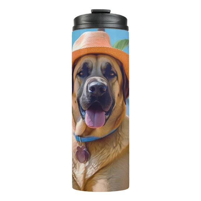 Anatolian Shepherd on Beach, dog lover summer gift Thermal Tumbler (Front)
