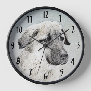 Anatolian Shepherd Painting - Original Dog Art Clock