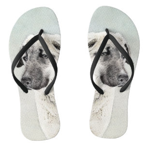 Anatolian Shepherd Painting - Original Dog Art Jandals