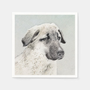 Anatolian Shepherd Painting - Original Dog Art Napkin