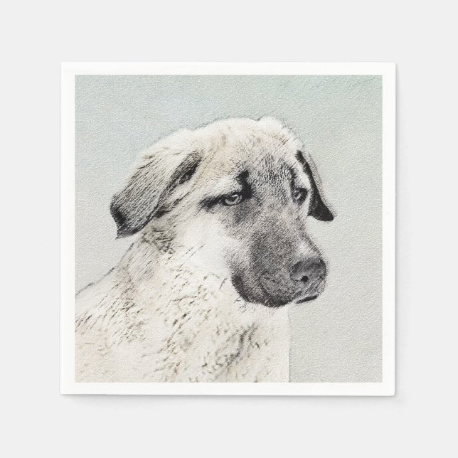 Anatolian Shepherd Painting - Original Dog Art Napkin (Front)