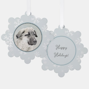 Anatolian Shepherd Painting - Original Dog Art Tree Decoration Card