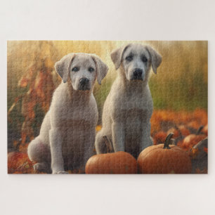 Anatolian Shepherd Puppy Autumn Delight Pumpkin Jigsaw Puzzle