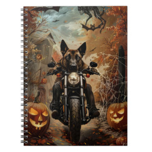 Anatolian Shepherd Riding Motorcycle Halloween Notebook
