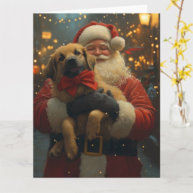 Anatolian Shepherd Santa Claus Festive Xmas Card (Yellow Flower)