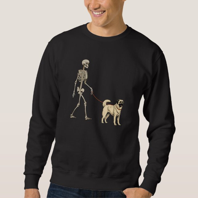 Anatolian Shepherd Skeleton Dog Walking Halloween  Sweatshirt (Front)