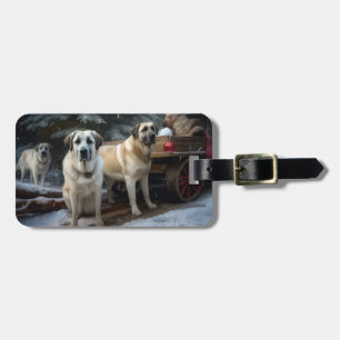 Anatolian Shepherd Snowy Sleigh Christmas Decor Luggage Tag