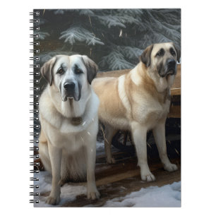 Anatolian Shepherd Snowy Sleigh Christmas Decor Notebook