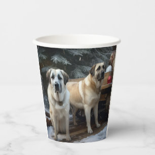 Anatolian Shepherd Snowy Sleigh Christmas Decor Paper Cups