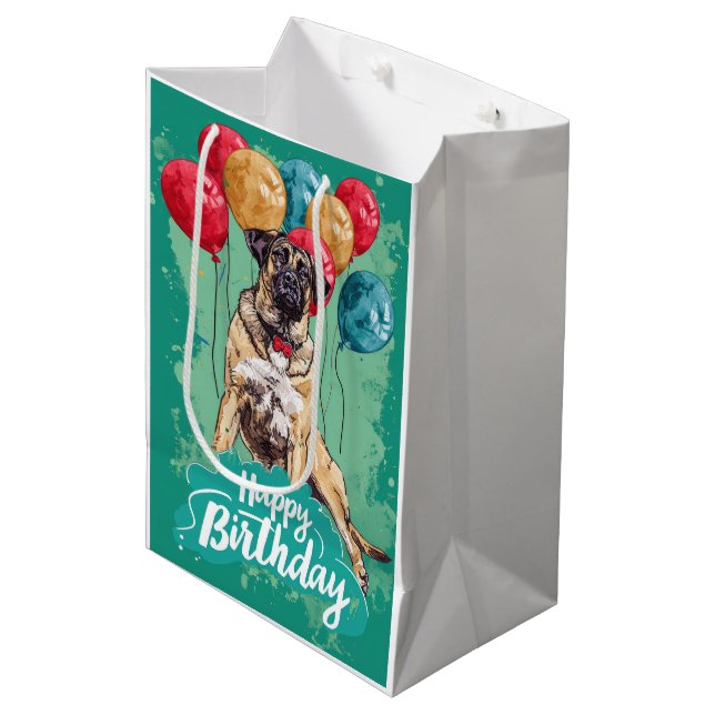 Anatolian Shepherd with Balloons Birthday Medium Gift Bag (Front Angled)