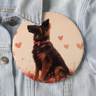 Anatolian Shepherd with Roses - Valentine's Day 6 Cm Round Badge