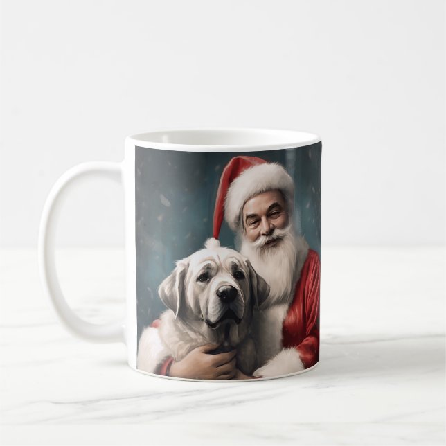 Anatolian Shepherd with Santa Claus Christmas Coffee Mug (Left)