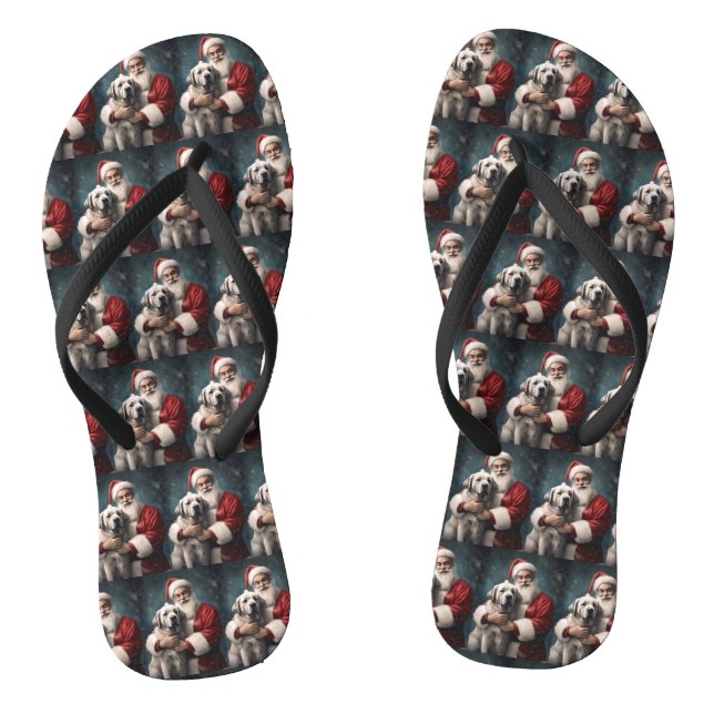 Anatolian Shepherd with Santa Claus Christmas Jandals (Footbed)