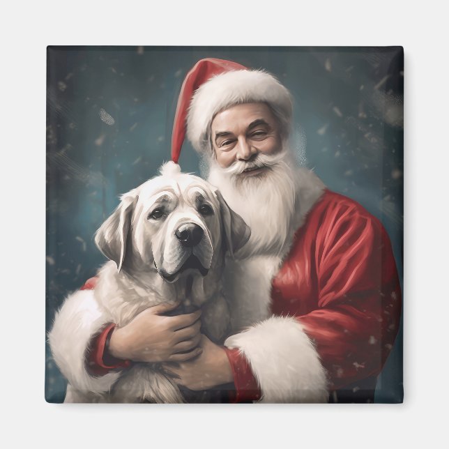 Anatolian Shepherd with Santa Claus Christmas Magnet (Front)