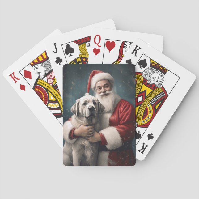 Anatolian Shepherd with Santa Claus Christmas Playing Cards (Back)