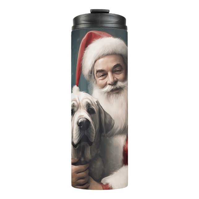 Anatolian Shepherd with Santa Claus Christmas Thermal Tumbler (Front)
