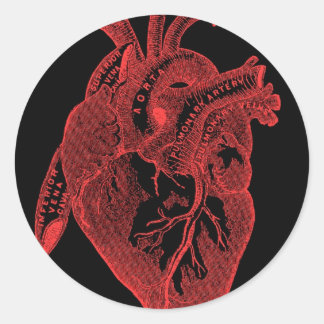 Anatomical Black Heart Classic Round Sticker