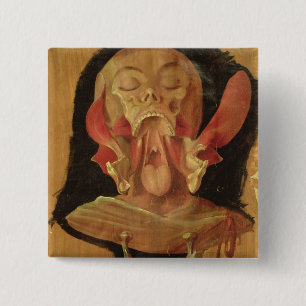 Anatomical drawing of the head 15 cm square badge