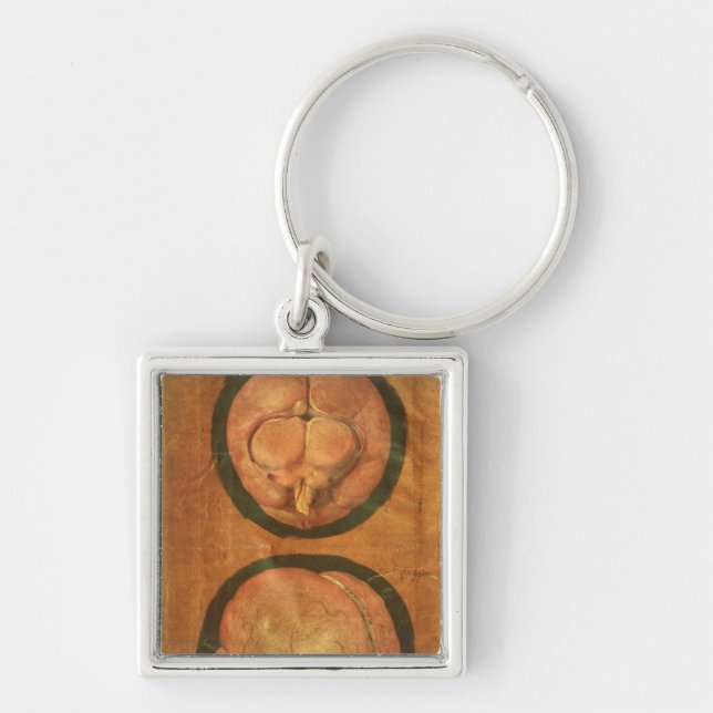 Anatomical drawing of the human brain key ring (Front)
