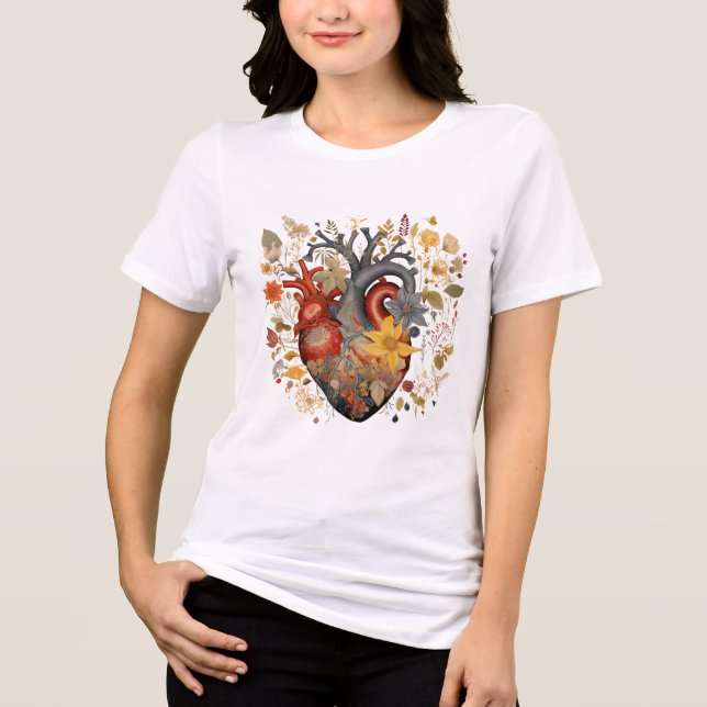 Anatomical Floral Heart" Women's T-Shirt Tri-Blend Shirt (Front)