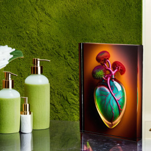 Anatomical Glass Heart Digital Art Acrylic Block