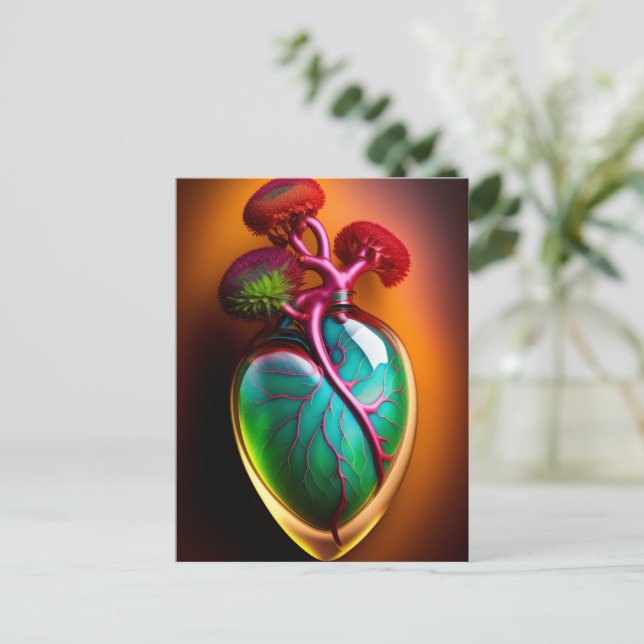 Anatomical Glass Heart Digital Art Postcard (Standing Front)