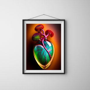 Anatomical Glass Heart Digital Art  Poster