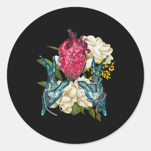Anatomical Heart And Flowers Doctor Valentine  Classic Round Sticker