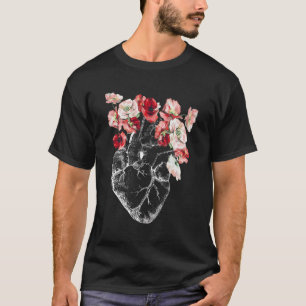 Anatomical Heart And Flowers Long Sleeve T Shirt