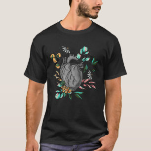Anatomical Heart And Flowers  Men Women Cardiologi T-Shirt