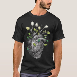 Anatomical Heart And Flowers Men Women Cardiologi T-Shirt