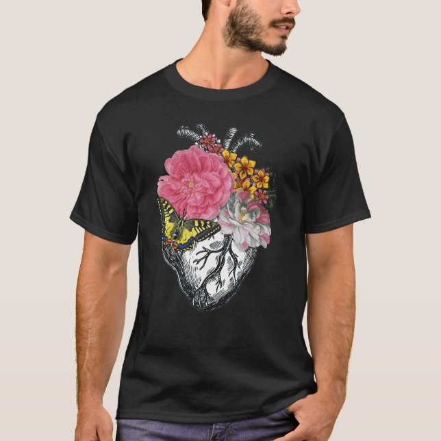 Anatomical Heart And Flowers Show Your Love T-Shirt (Front)