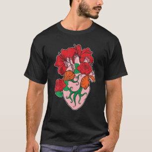 Anatomical Heart And Roses Flowers Show Your Love T-Shirt