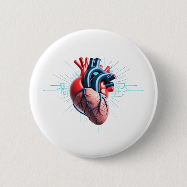 Anatomical Heart – Artistic Medical Illustration  6 Cm Round Badge (Front)