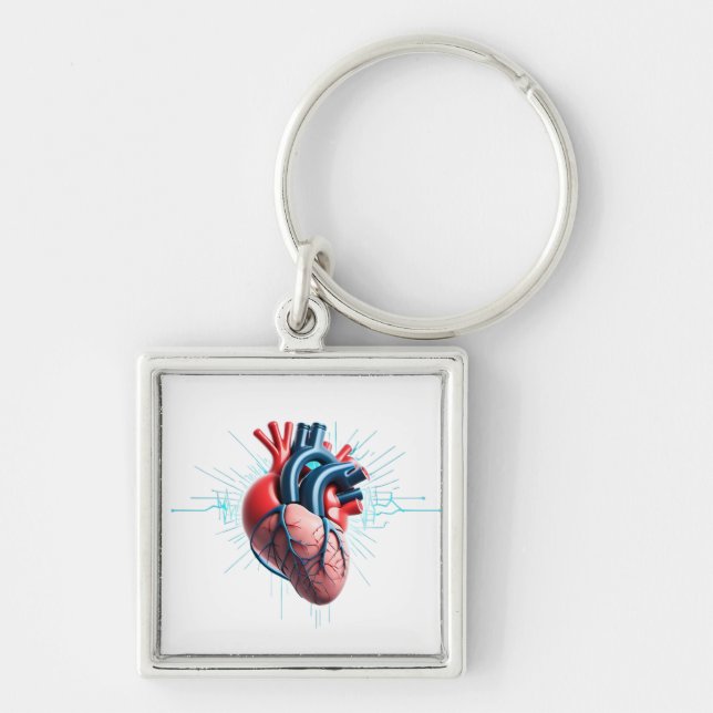 Anatomical Heart – Artistic Medical Illustration  Key Ring (Front)
