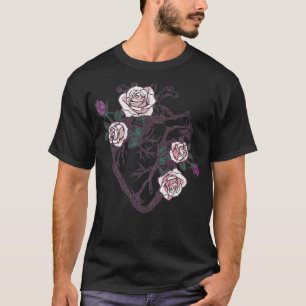 Anatomical Heart Floral Heart Anatomy and Flowers  T-Shirt