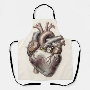 Anatomical Heart Floral Vintage Botanical Medical Apron