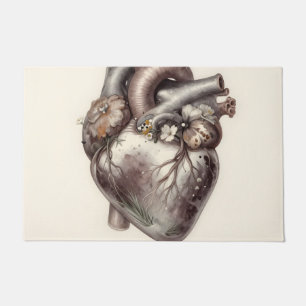 Anatomical Heart Floral Vintage Botanical Medical Doormat