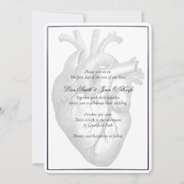 Anatomical Heart Gothic Wedding Invitations (Front)