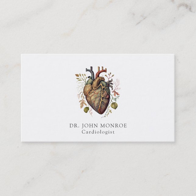 Anatomical Heart Medical Cardiology Business Card (Front)