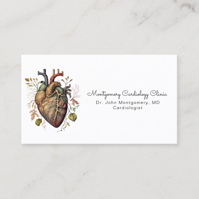 Anatomical Heart Medical Cardiology Doctor Business Card (Front)