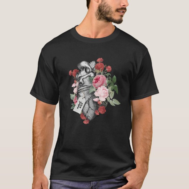 Anatomical Heart Organ And Flowers With Mahal Kita T-Shirt (Front)