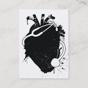 anatomical heart stethoscope business card