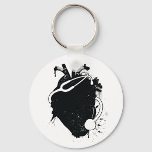 anatomical heart stethoscope key ring