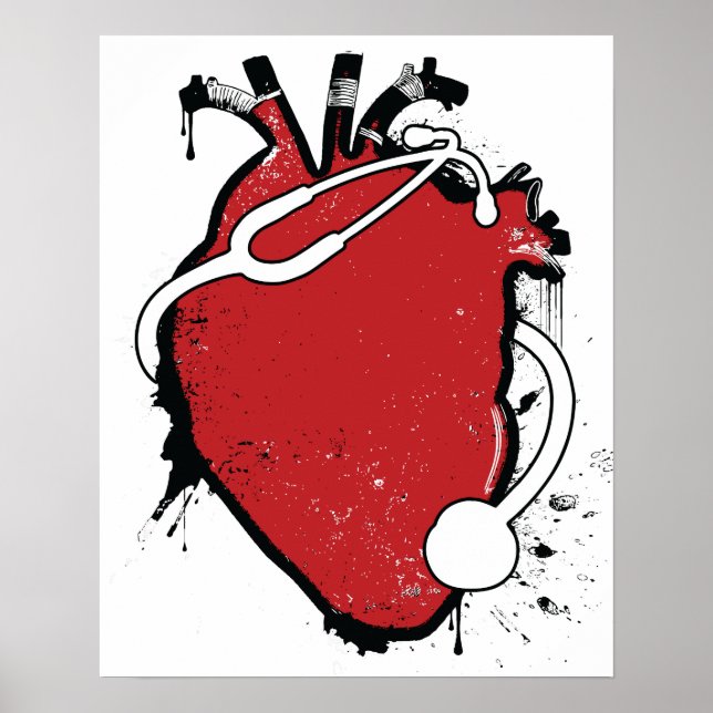 anatomical heart stethoscope poster (Front)