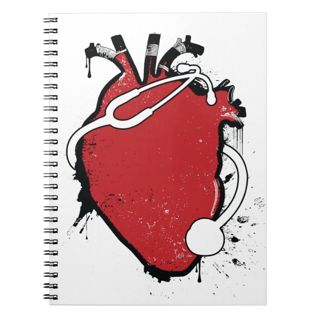 anatomical heart stethoscope spiral notebook (Front)