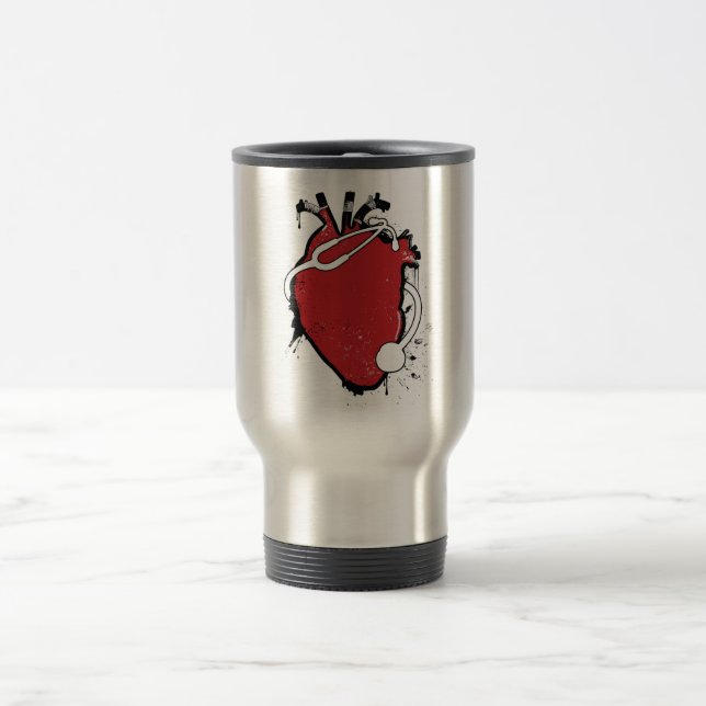 anatomical heart stethoscope travel mug (Center)