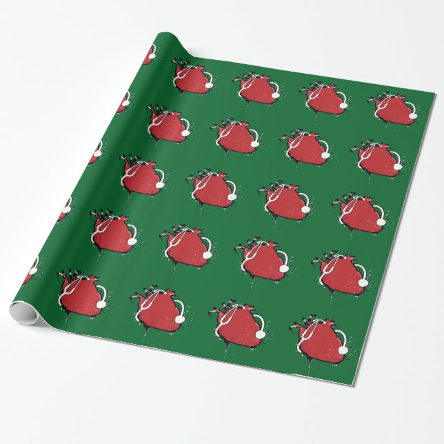 anatomical heart stethoscope wrapping paper (Unrolled)
